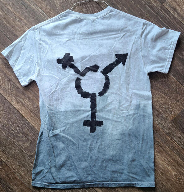 Don't Die Wondering Small White/Grey Ombre T-Shirt (BACK VIEW) - $20